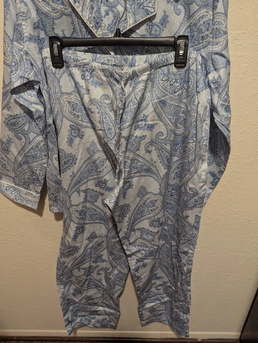 Lauren Ralph Lauren Women's Large Blue Paisley Pajamas Matching Set Embroidered